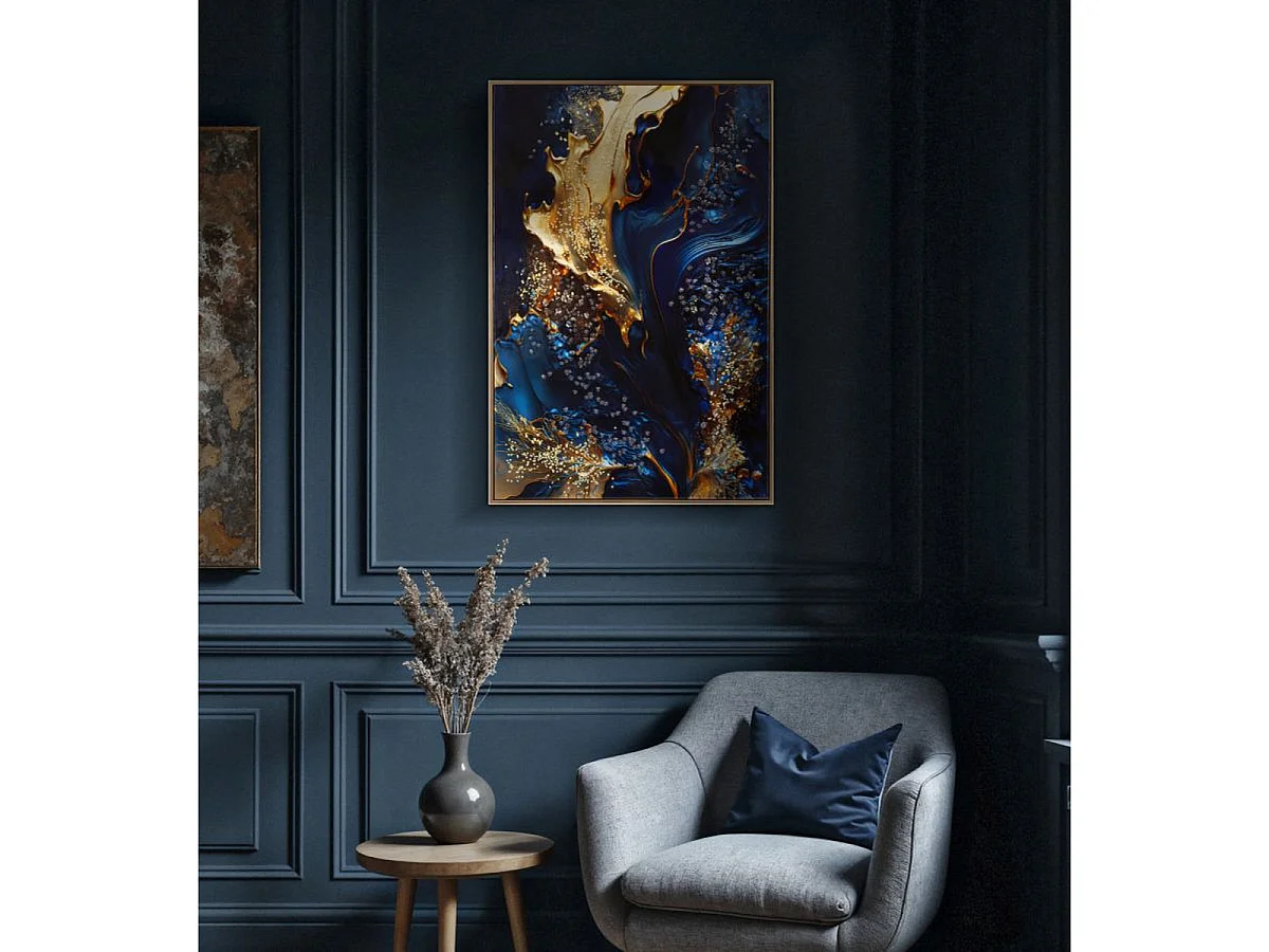 Canvas print Andromeda A marmereffect blauw en goud, 60x90 cm