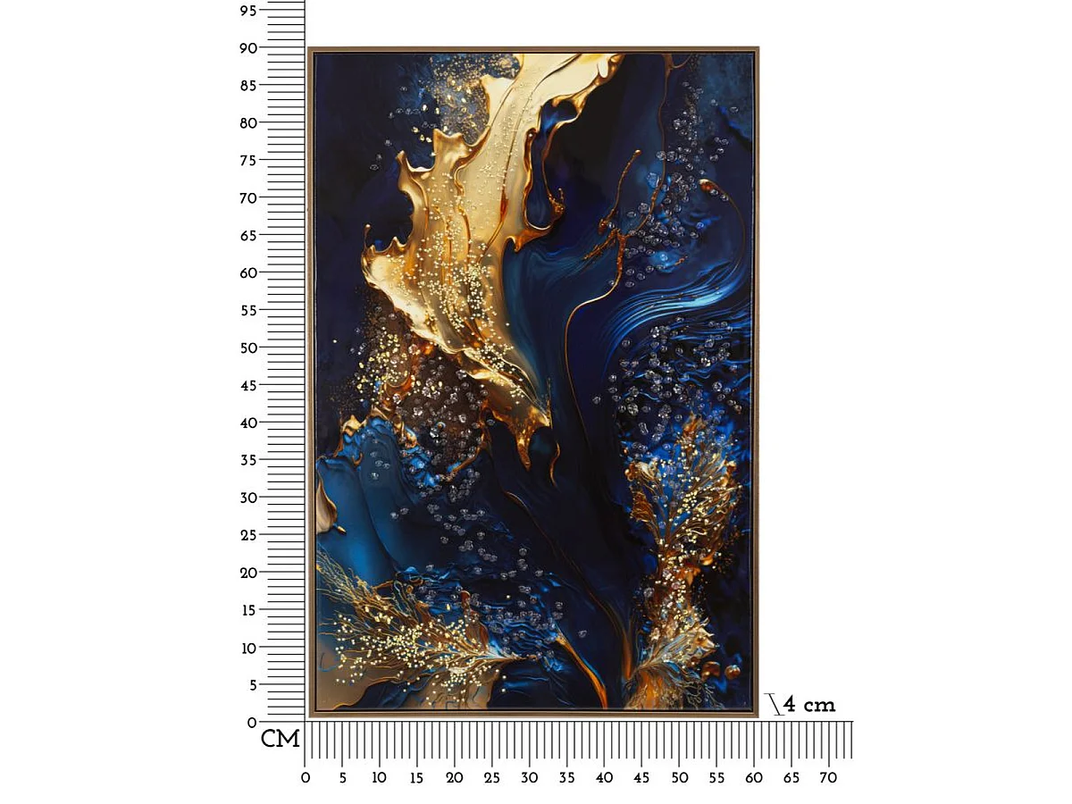 Canvas print Andromeda A marmereffect blauw en goud, 60x90 cm