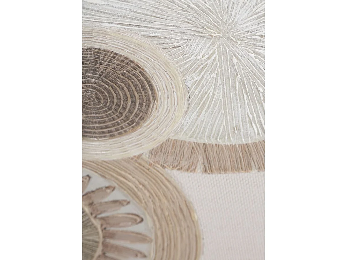 Doekschilderij Circly met inzetstukken A texturele cirkels bruin en crème 50x100 cm
