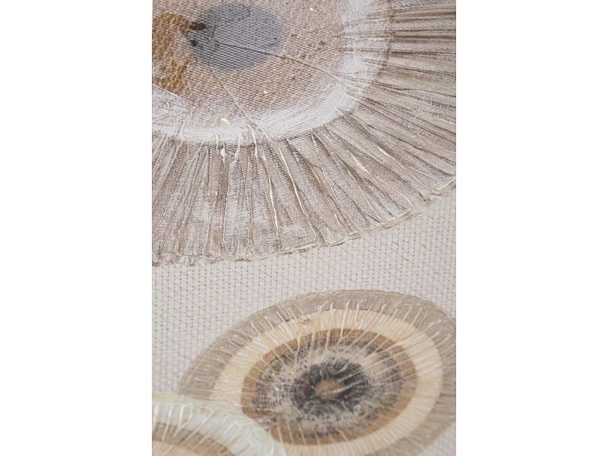 Doekschilderij Circly met inzetstukken A texturele cirkels bruin en crème 50x100 cm
