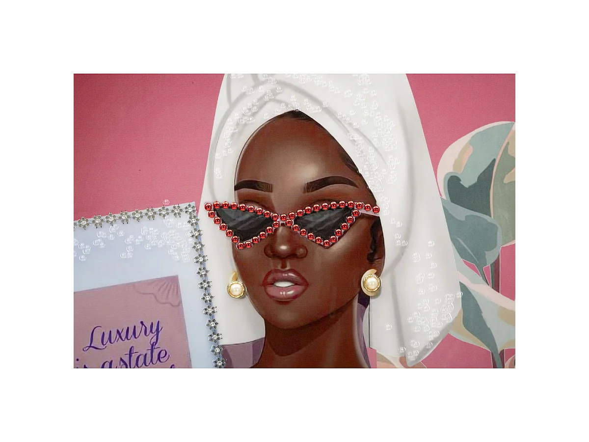 Canvas schilderij Luxury Spa B glamoureuze etnische vrouw met lijst, 82x82 cm