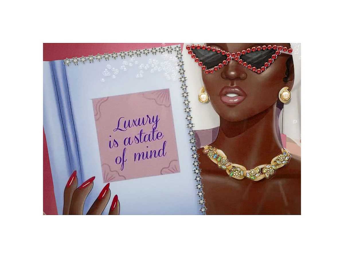 Canvas schilderij Luxury Spa B glamoureuze etnische vrouw met lijst, 82x82 cm