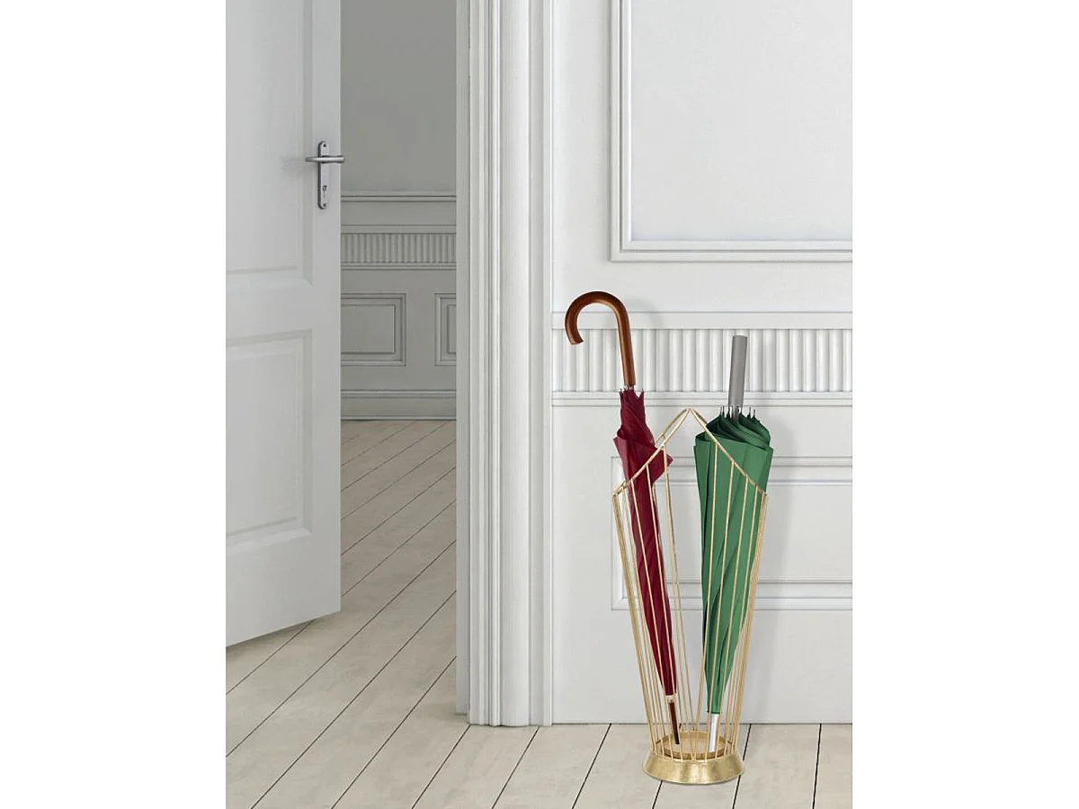 Porte-parapluies Glam Stick en fer doré avec structure en fils 25,5x18,5x60 cm