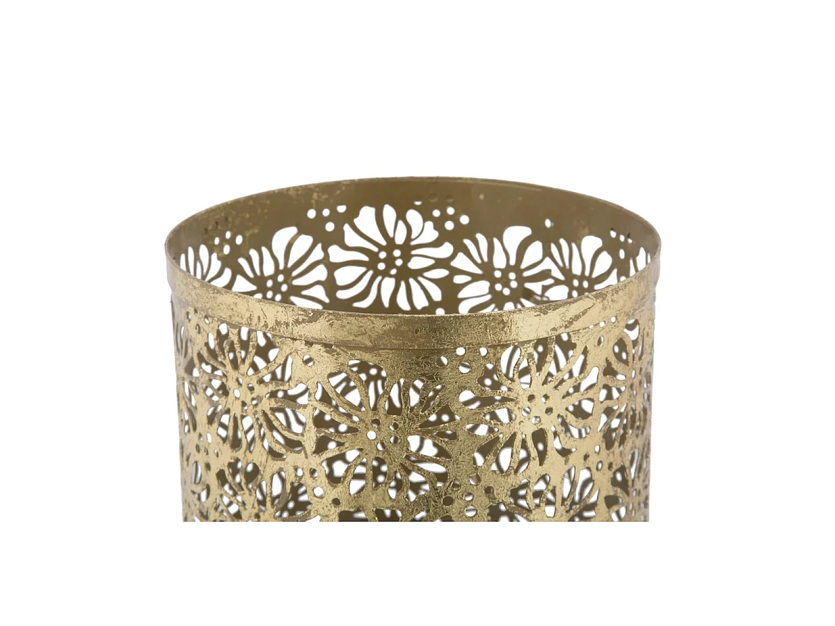 Porte-parapluies Fiori Glam rond en fer ajouré doré 24x42 cm