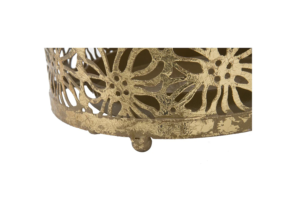 Porte-parapluies Fiori Glam rond en fer ajouré doré 24x42 cm