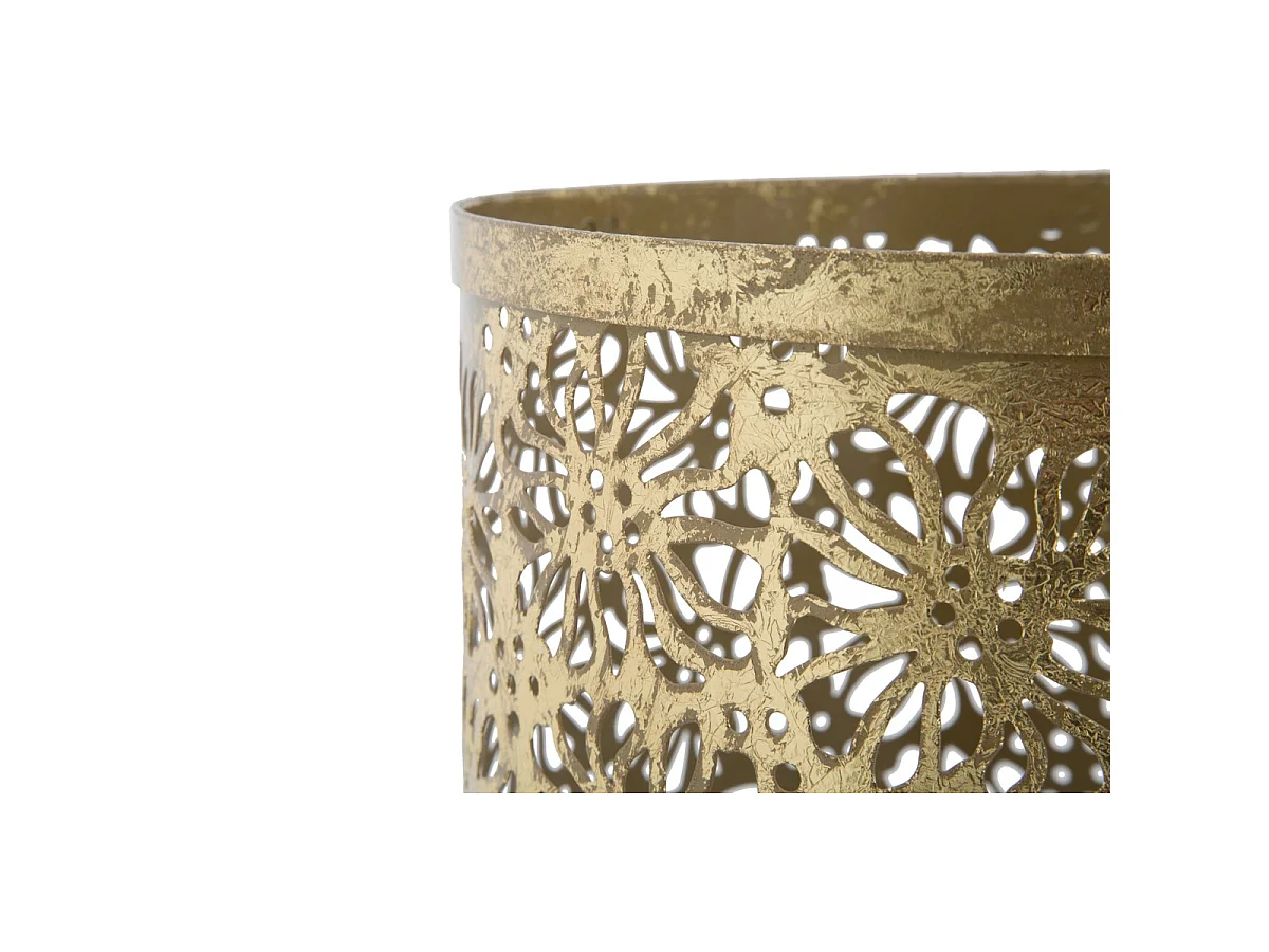 Porte-parapluies Fiori Glam rond en fer ajouré doré 24x42 cm