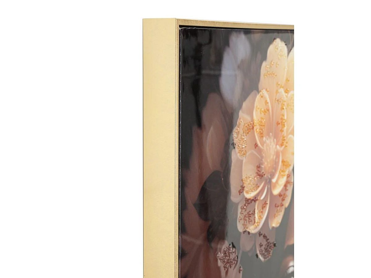 Canvasdoek Zena A met lijst, vrouwelijk portret met bloemen en halssnoer