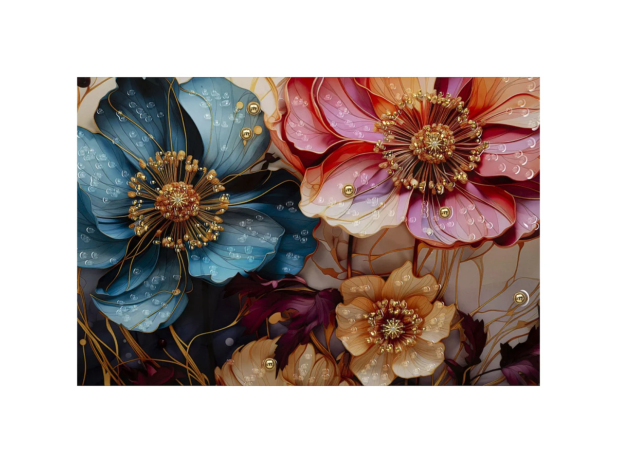 Canvas schilderij Narcy A met lijst en vlinder, 82x82 cm