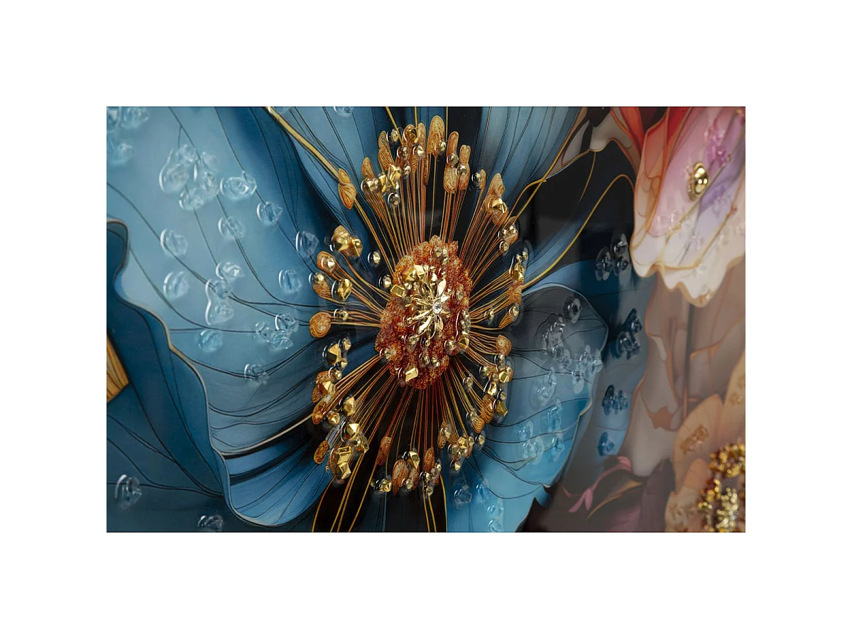 Canvas schilderij Narcy A met lijst en vlinder, 82x82 cm
