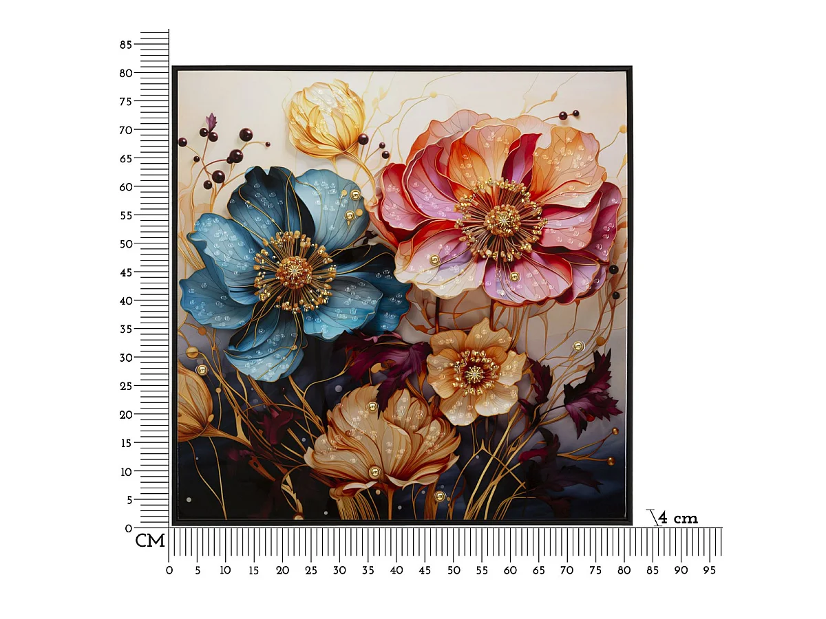 Canvas schilderij Narcy A met lijst en vlinder, 82x82 cm