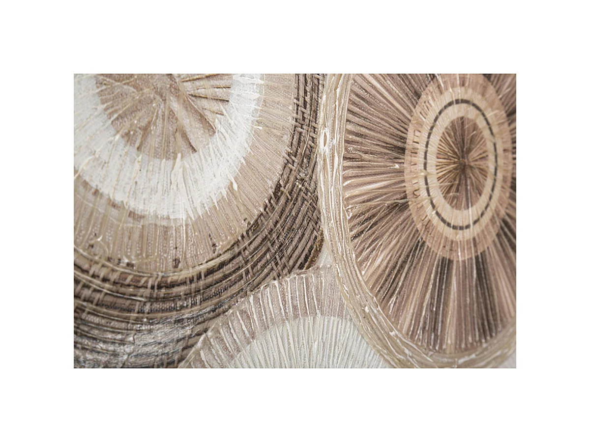 Doekschilderij Circly met inzetstukken B texturele cirkels bruin en crème 50x100 cm