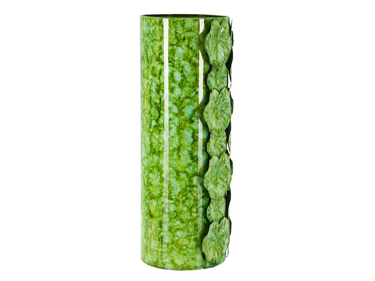 Vase Drop haut vert avec applications florales en relief