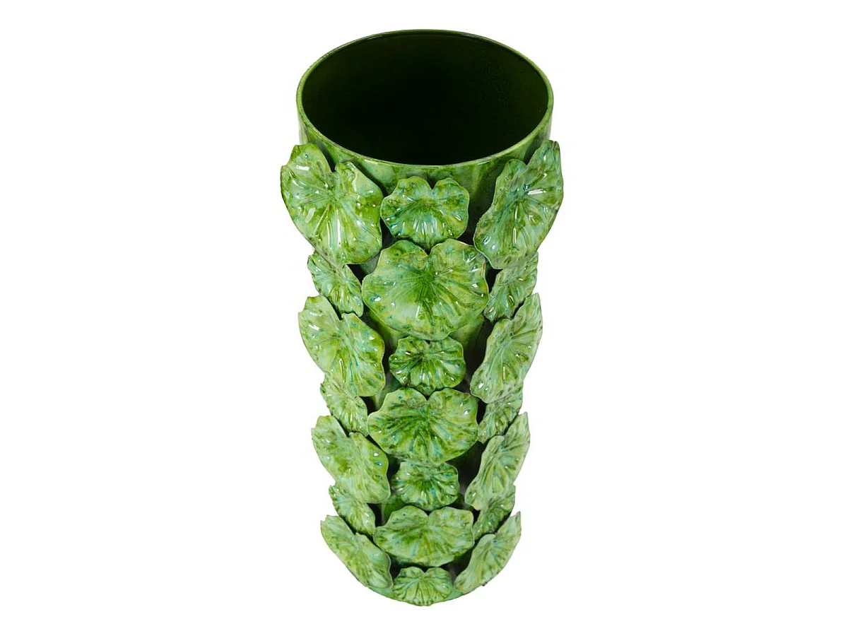 Vase Drop haut vert avec applications florales en relief