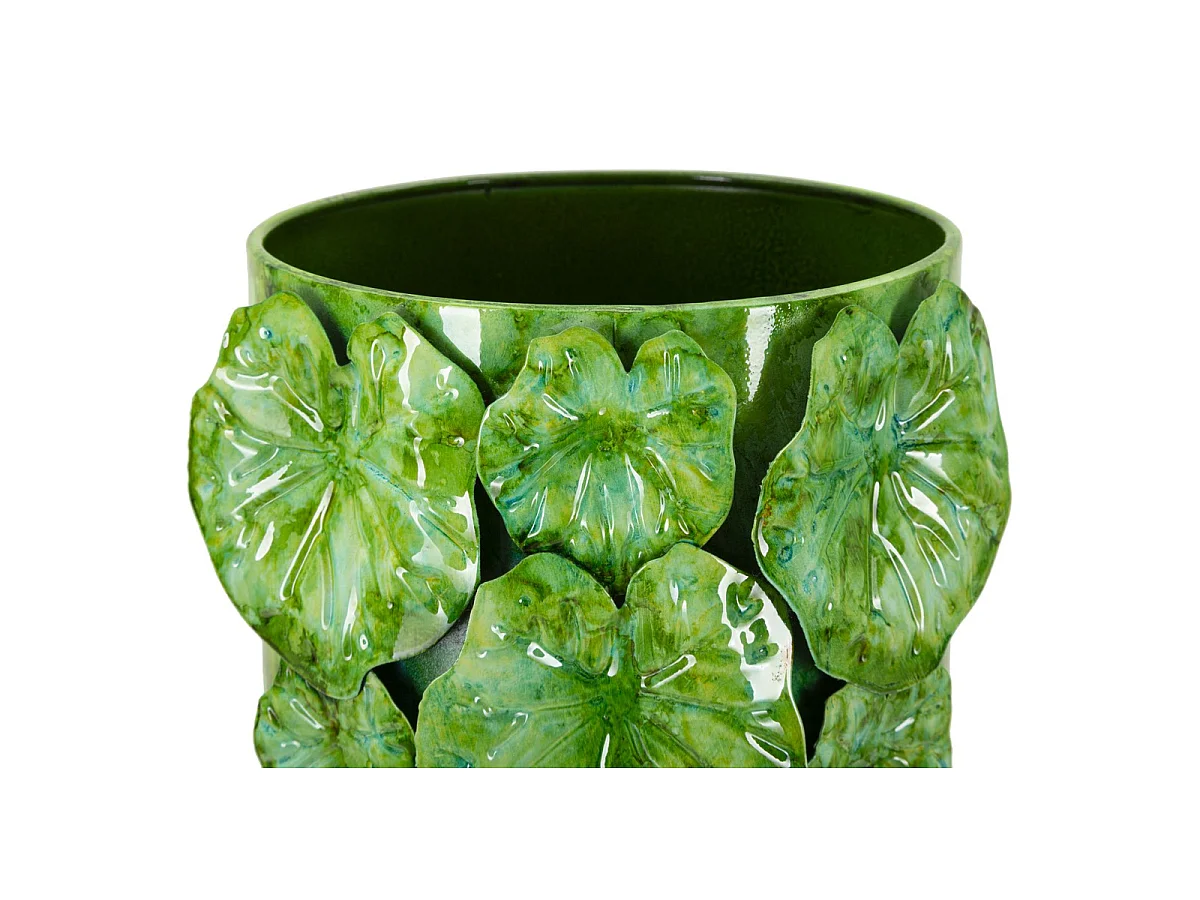 Vase Drop haut vert avec applications florales en relief