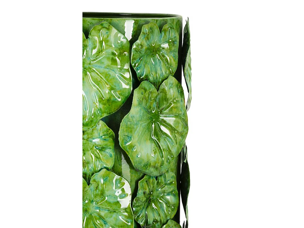 Vase Drop haut vert avec applications florales en relief