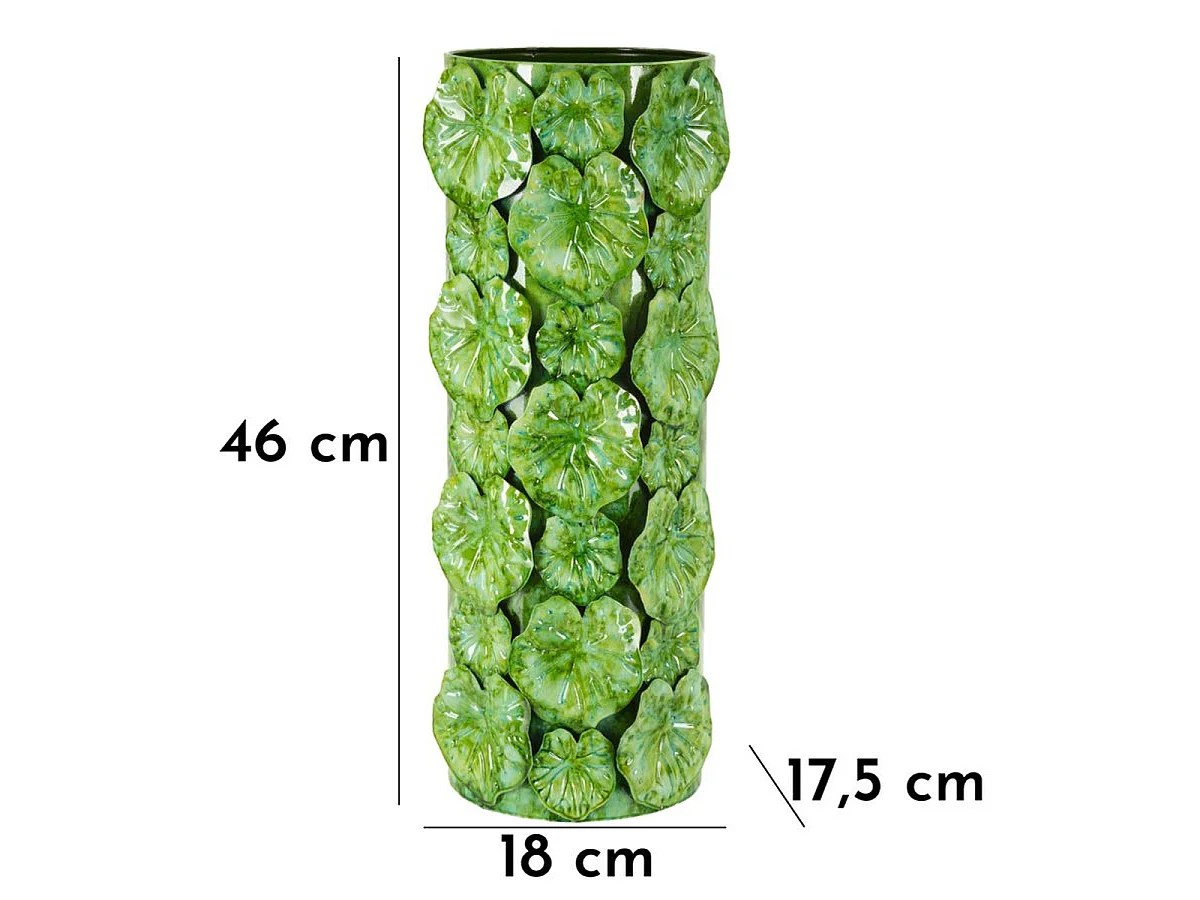 Vase Drop haut vert avec applications florales en relief