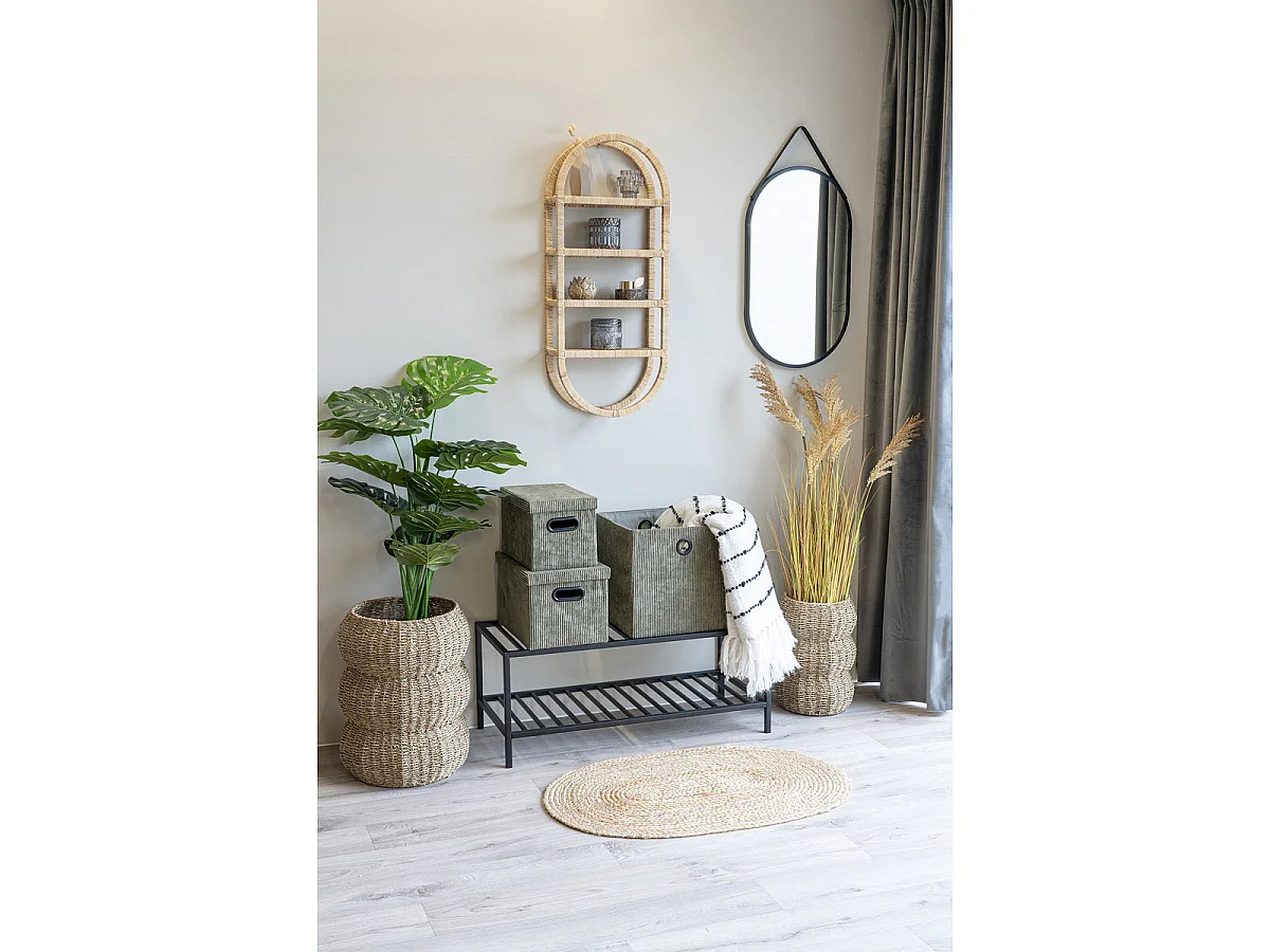 Paillasson ovale Bombay en jute tressé naturel 50x80 cm