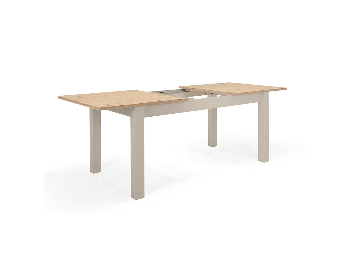 Tavolo da pranzo allungabile da 160 a 215 cm, effetto cashmere e rovere - LUND