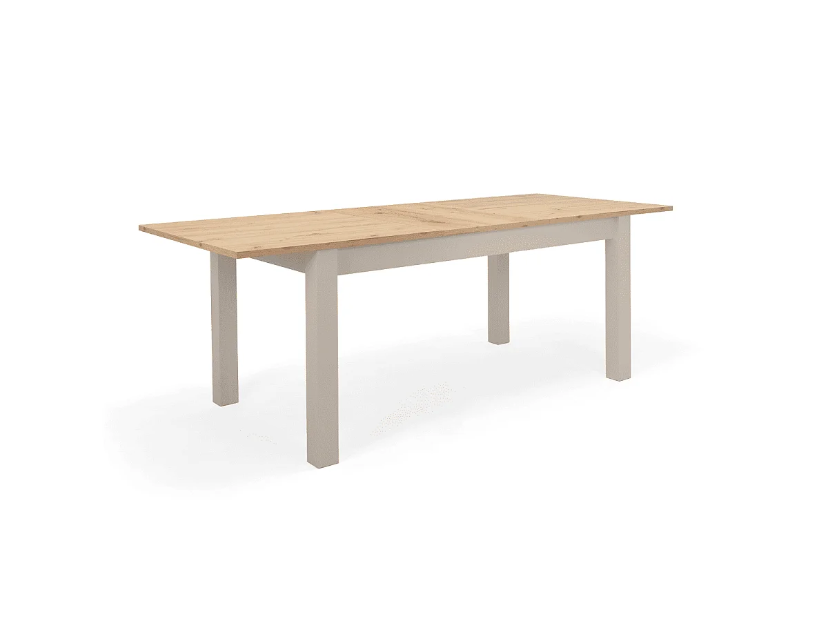 Tavolo da pranzo allungabile da 160 a 215 cm, effetto cashmere e rovere - LUND
