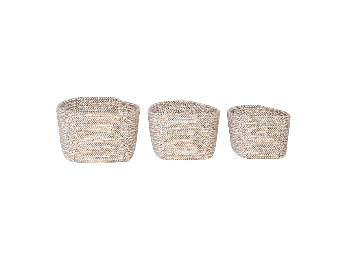 Set van 3 gevlochten katoenen manden Cadima — Noords beige