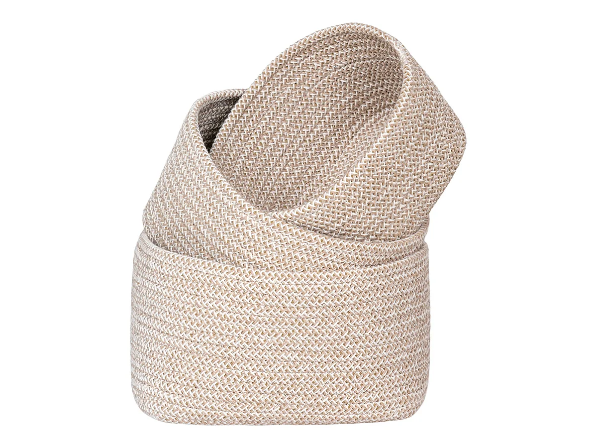 Set van 3 gevlochten katoenen manden Cadima — Noords beige