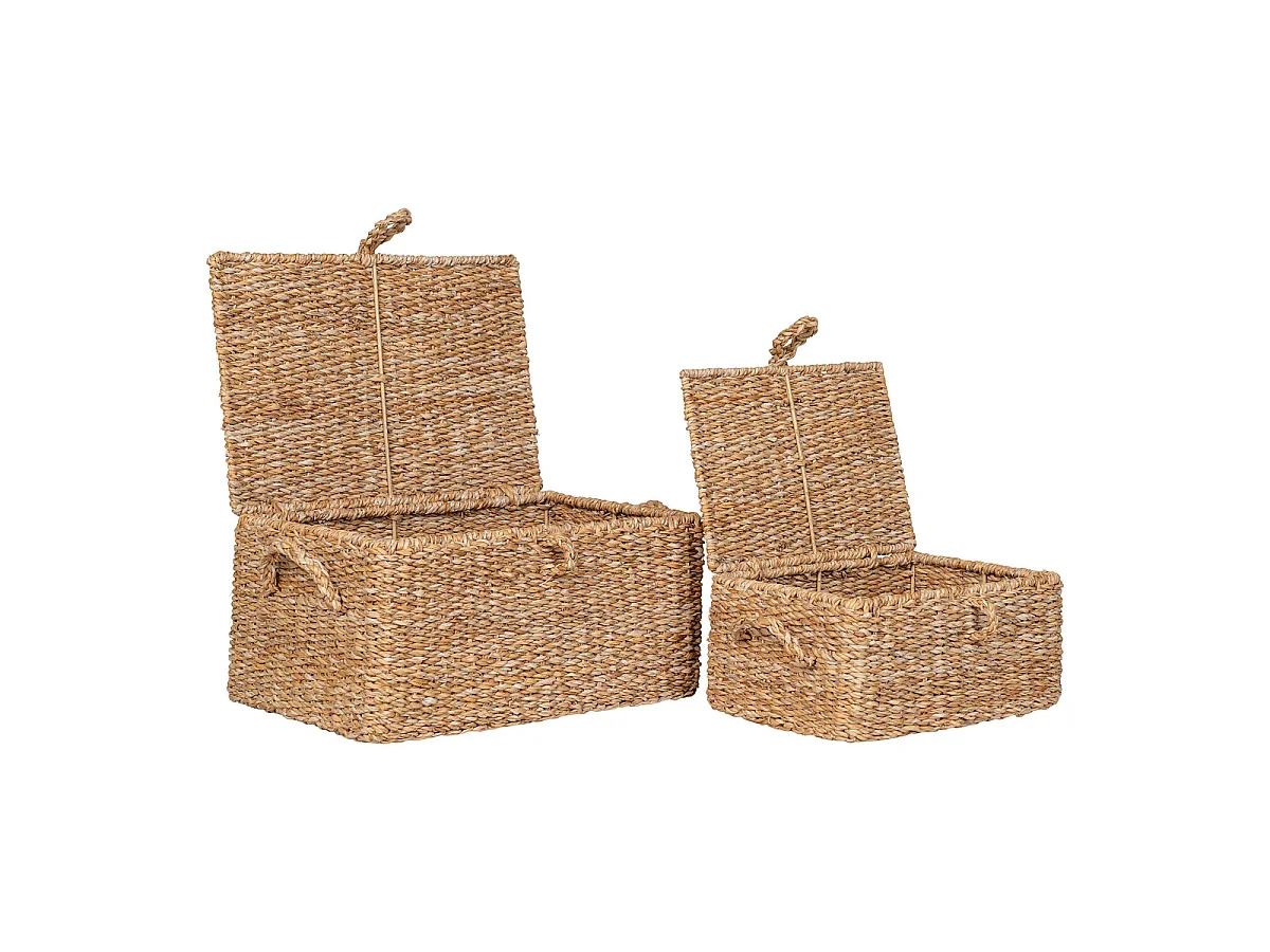 Lot de 2 paniers Bogra en jonc de mer et métal — naturel