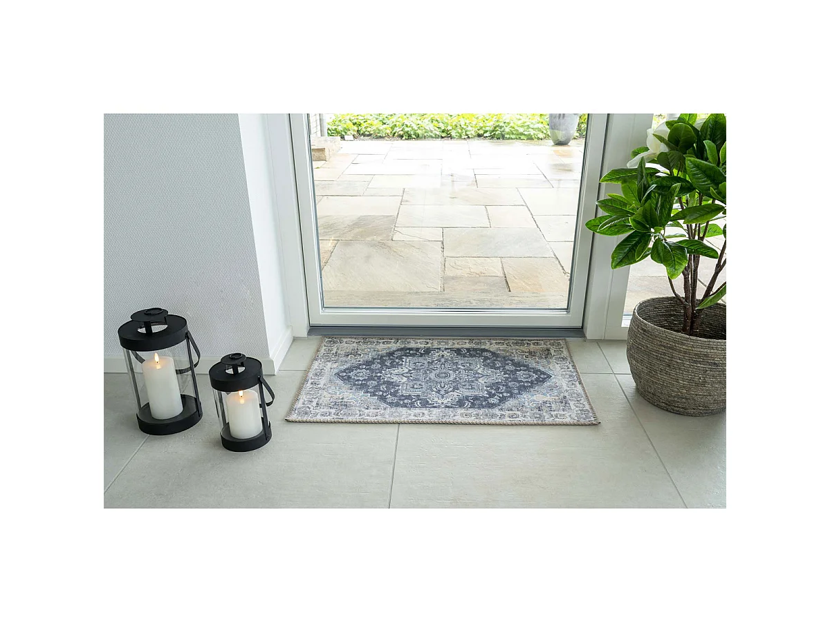 Paillasson Havana bleu en chenille 100% polyester 50x80 cm