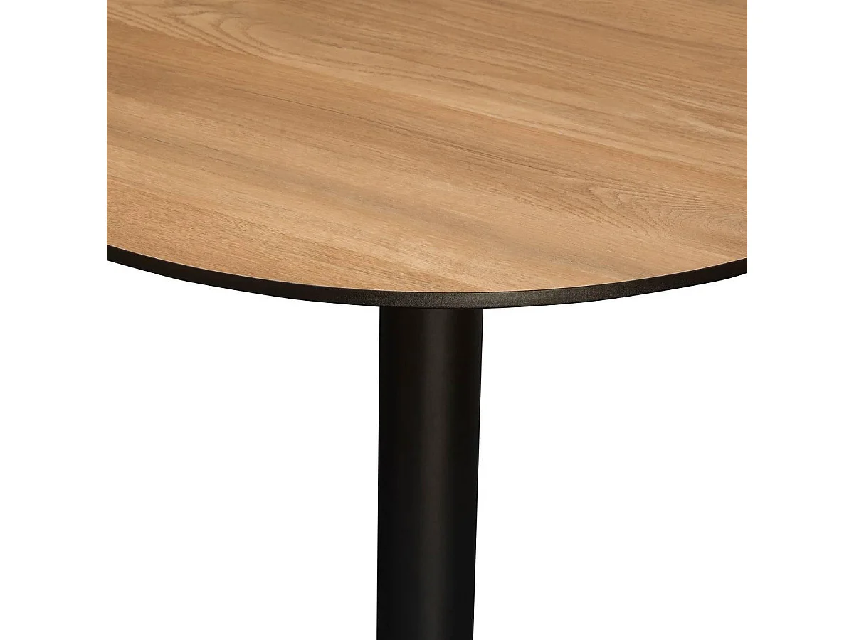 Table de Bar Ronde "Voluto" 100cm Naturel & Noir