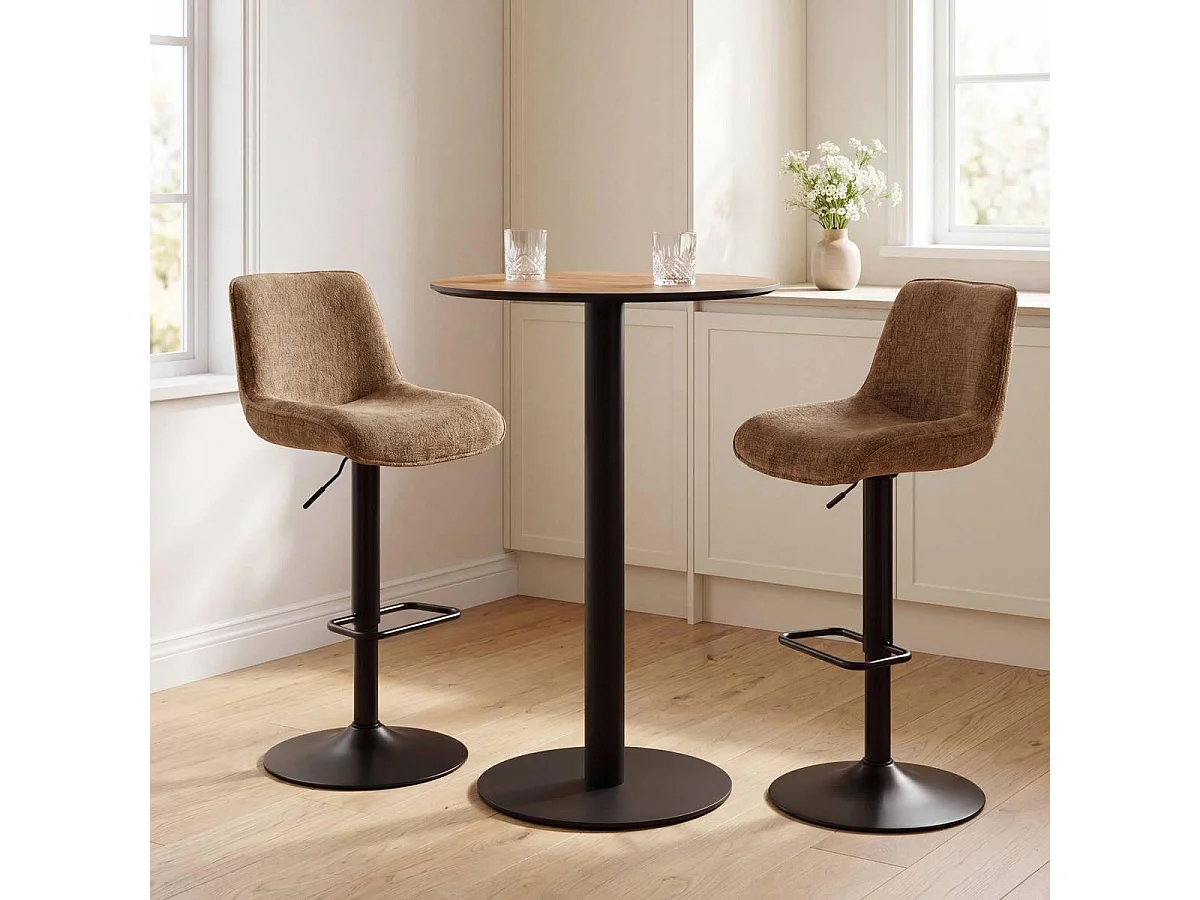 Table de Bar Ronde "Voluto" 100cm Naturel & Noir