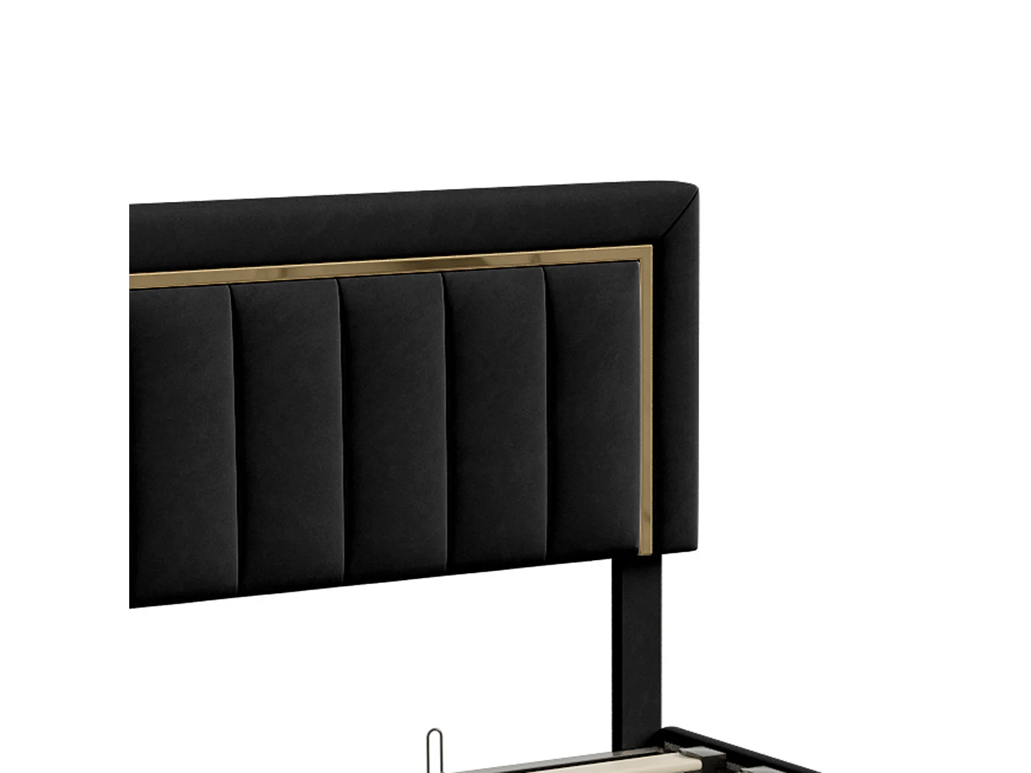 DreamMespace Lit Coffre 140x200 cm - Rangement Hydraulique Double avec Sommier, Velours Noir