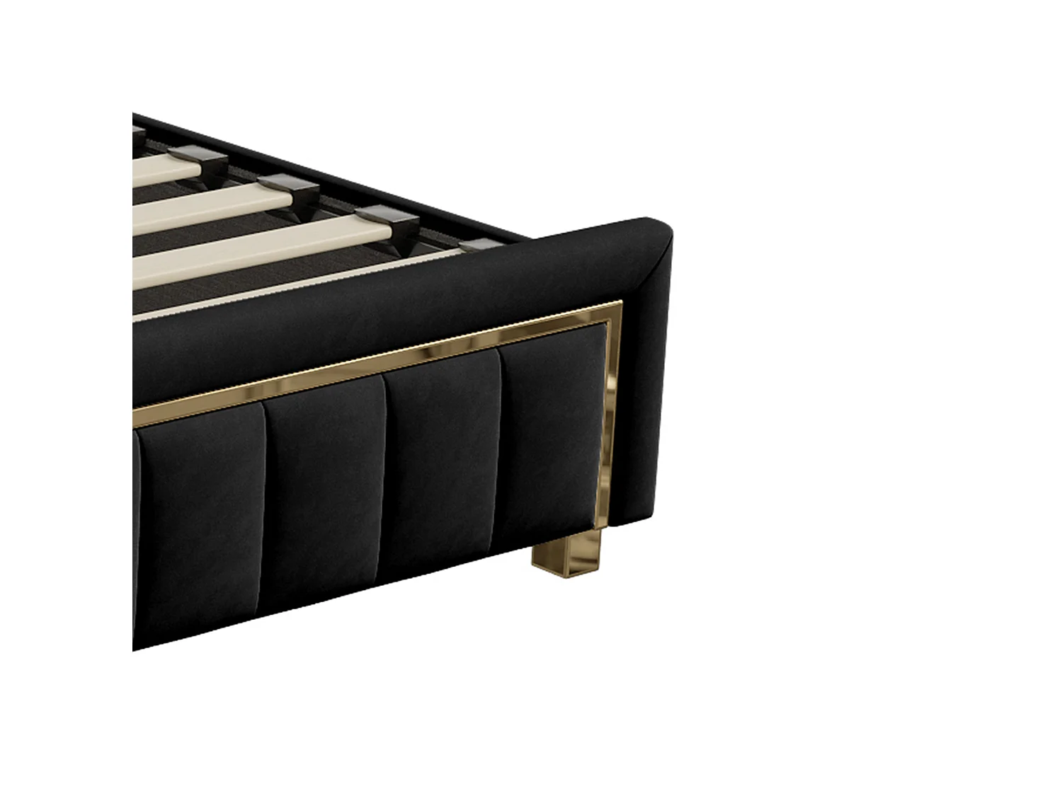 DreamMespace Lit Coffre 140x200 cm - Rangement Hydraulique Double avec Sommier, Velours Noir