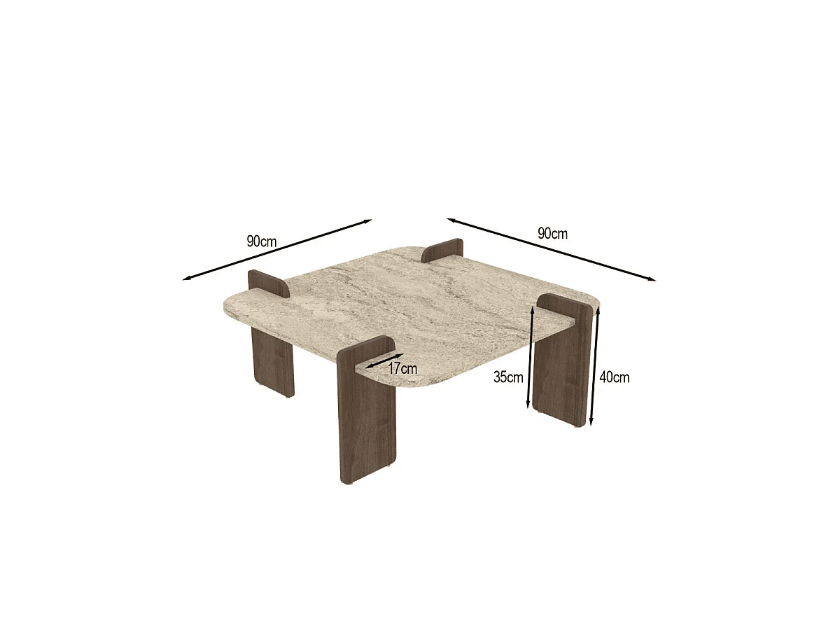 Couchtisch mit quadratischer platte  L90 cm  ORIGIN