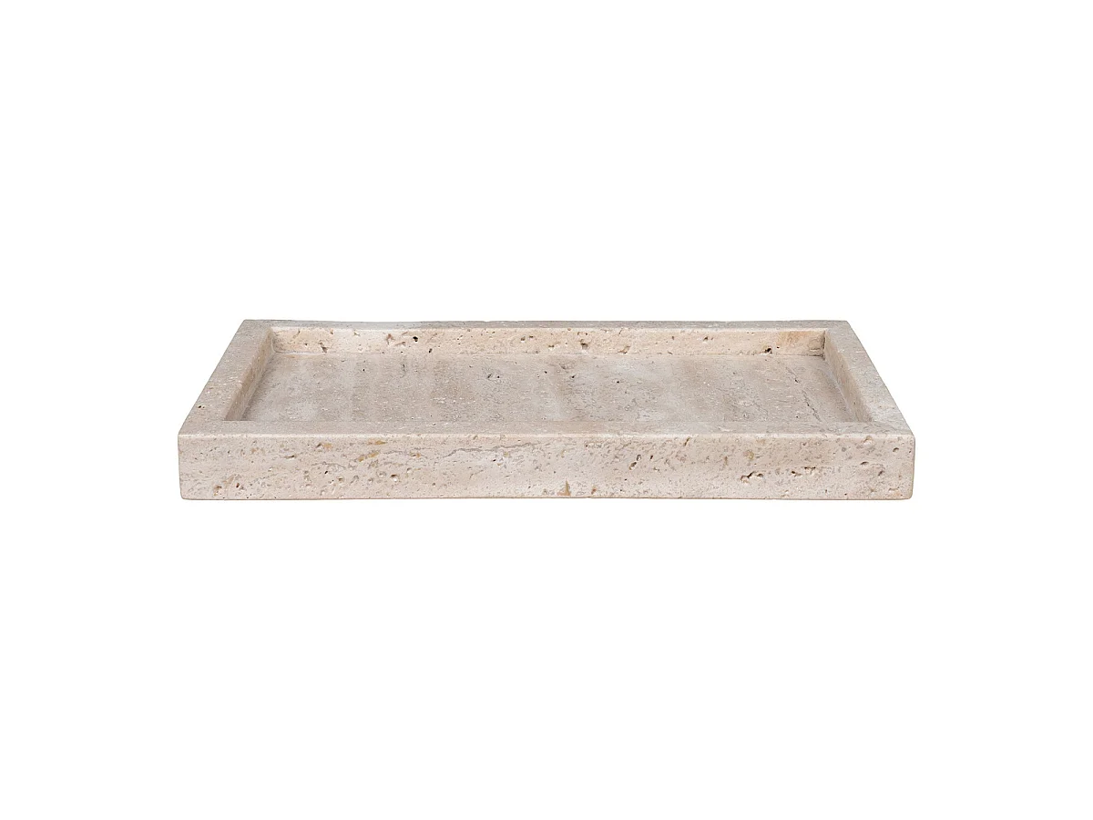Plateau en travertin naturel — 30,5×15 cm