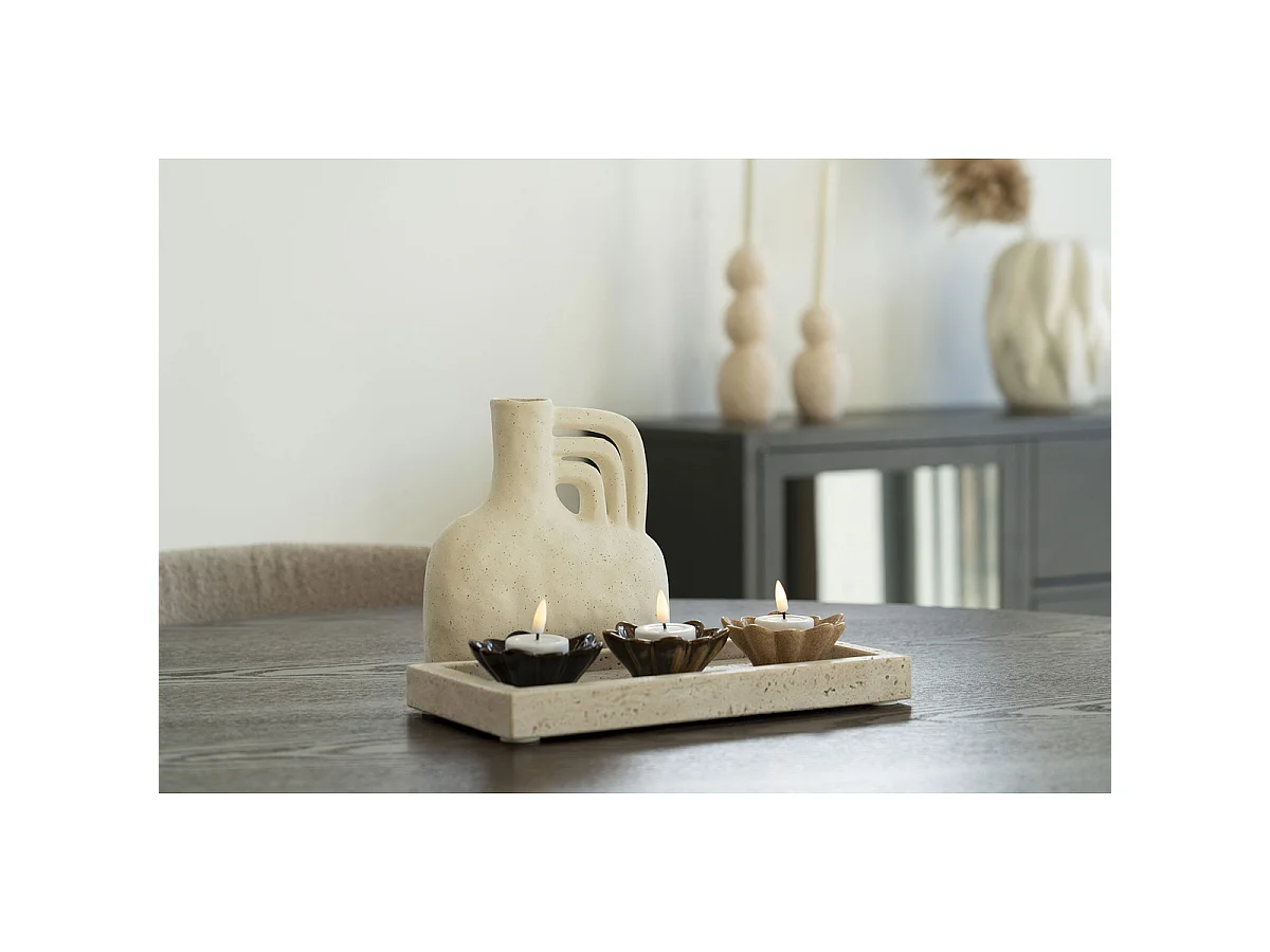 Plateau en travertin naturel — 30,5×15 cm