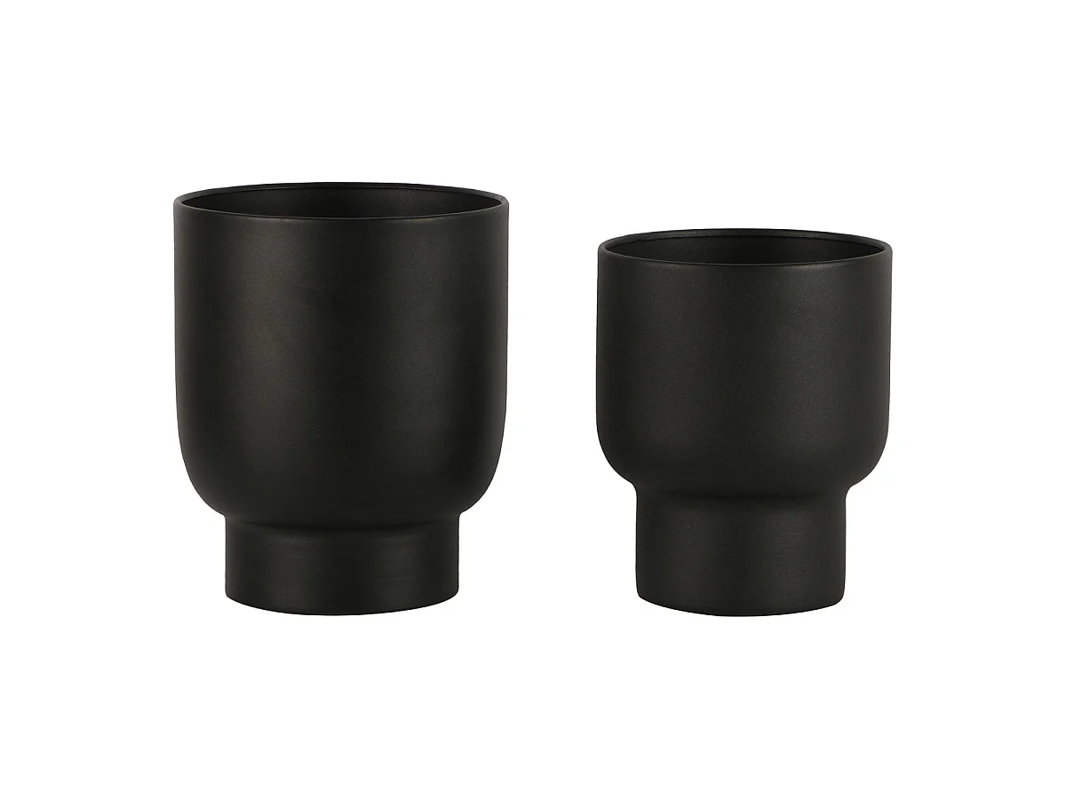 Lot de 2 cache-pots Fulda en métal noir — Ø14 et Ø16 cm