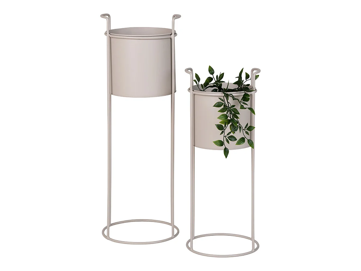Conjunto de 2 vasos decorativos Rabo em aço cor de areia — Ø20×50 e Ø25×65 cm