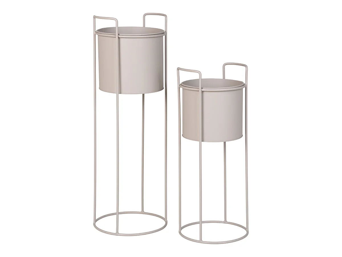 Conjunto de 2 vasos decorativos Rabo em aço cor de areia — Ø20×50 e Ø25×65 cm