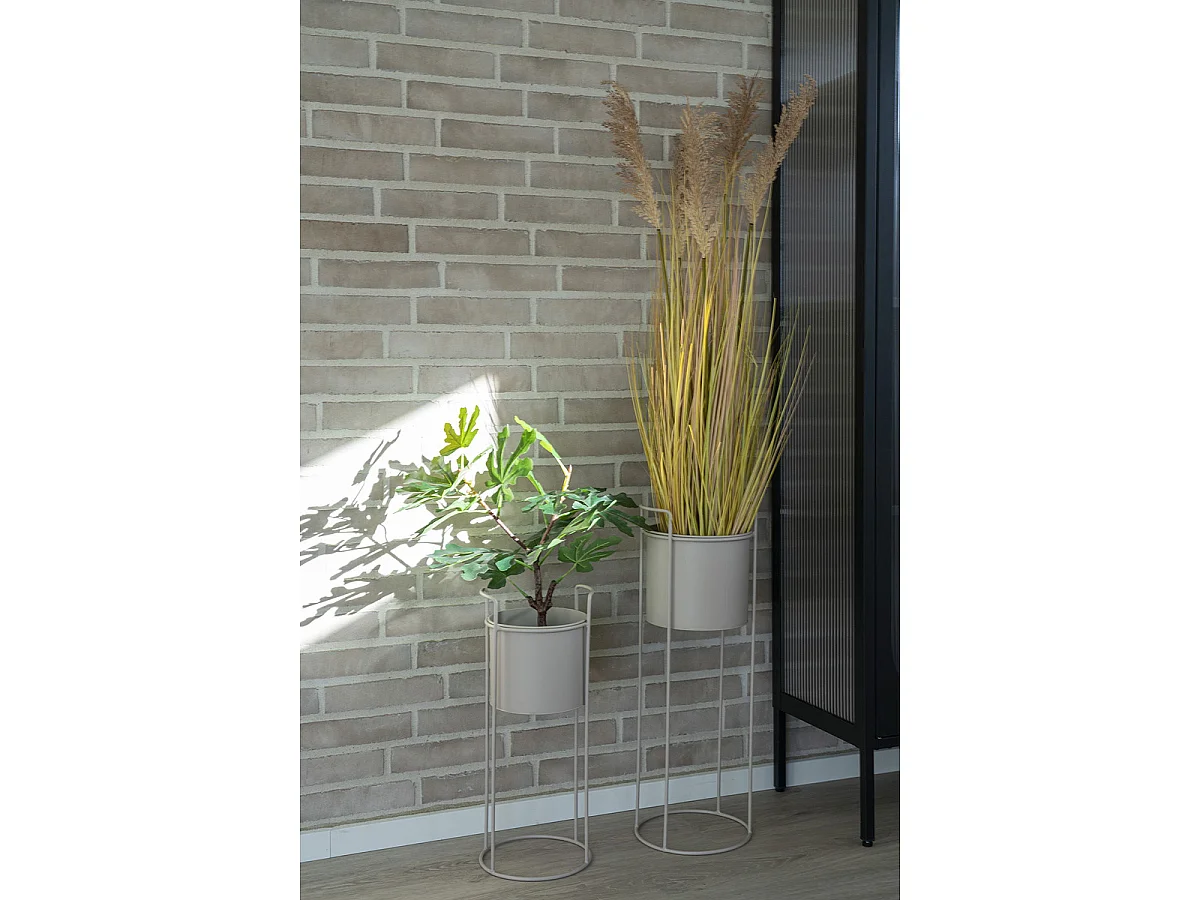 Conjunto de 2 vasos decorativos Rabo em aço cor de areia — Ø20×50 e Ø25×65 cm