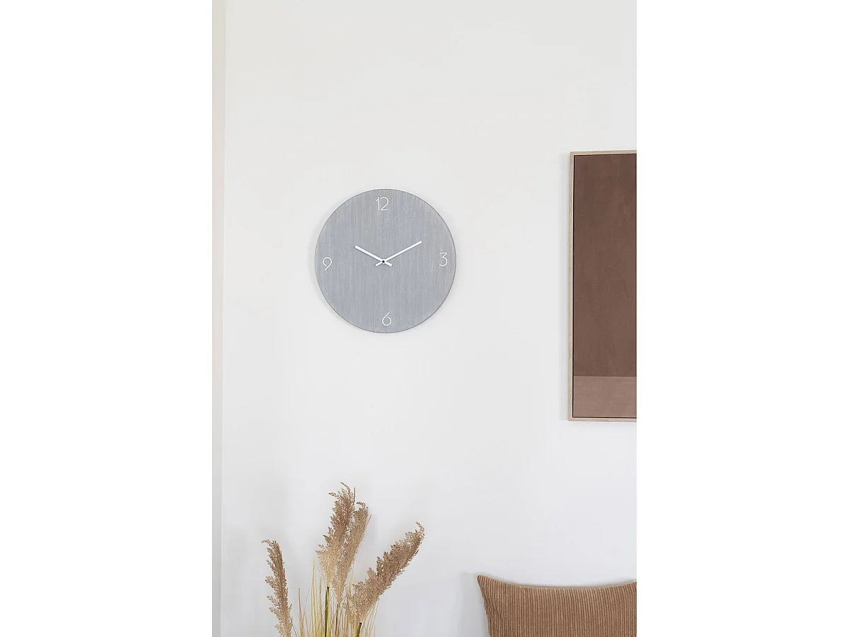 Wandklok Ravenna van lichtgrijs MDF met stil uurwerk ø40 cm