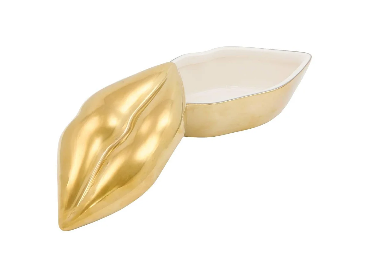 Boîte Déco Lèvres "Crush" 20cm Or