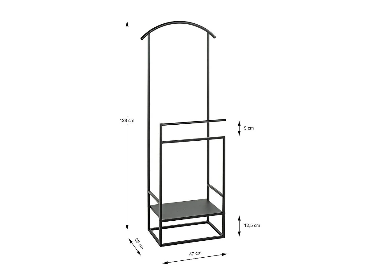 Valet de Chambre Design "Lydia" 128cm Noir