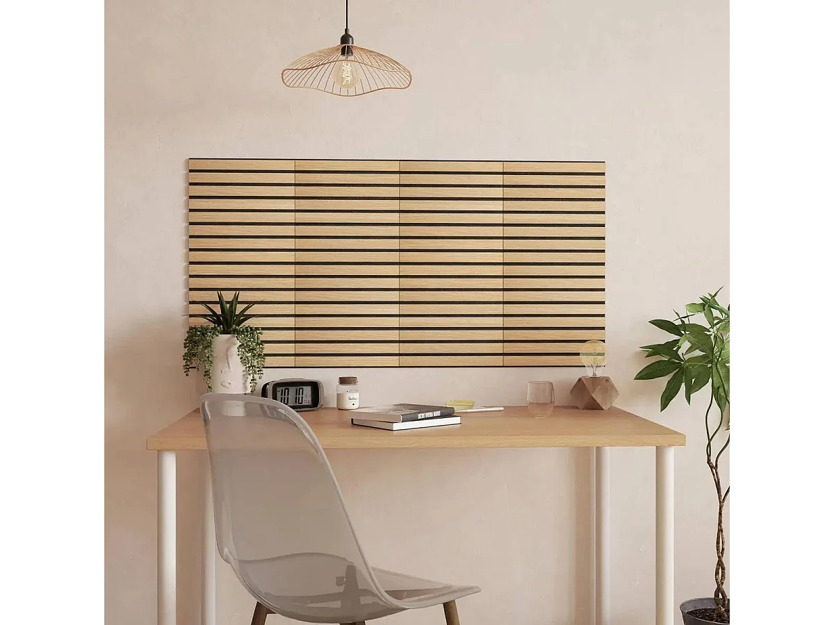 Lot de 2 Panneaux Acoustiques Adhésifs Effet Bois "Ribo" 30x30cm Marron