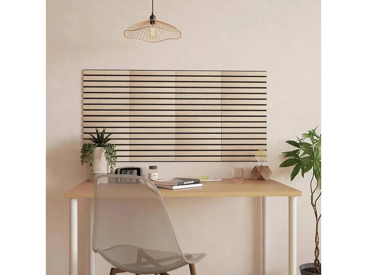 Lot de 2 Panneaux Acoustiques Adhésifs Effet Travertin "Ribo" 30x30cm Marron