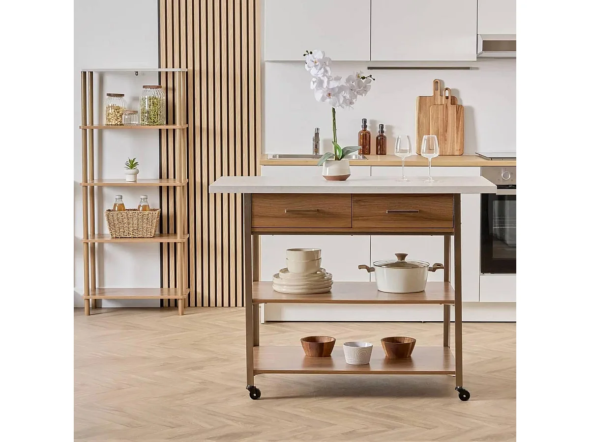 Ilot de cuisine "Côme" 120cm Marron