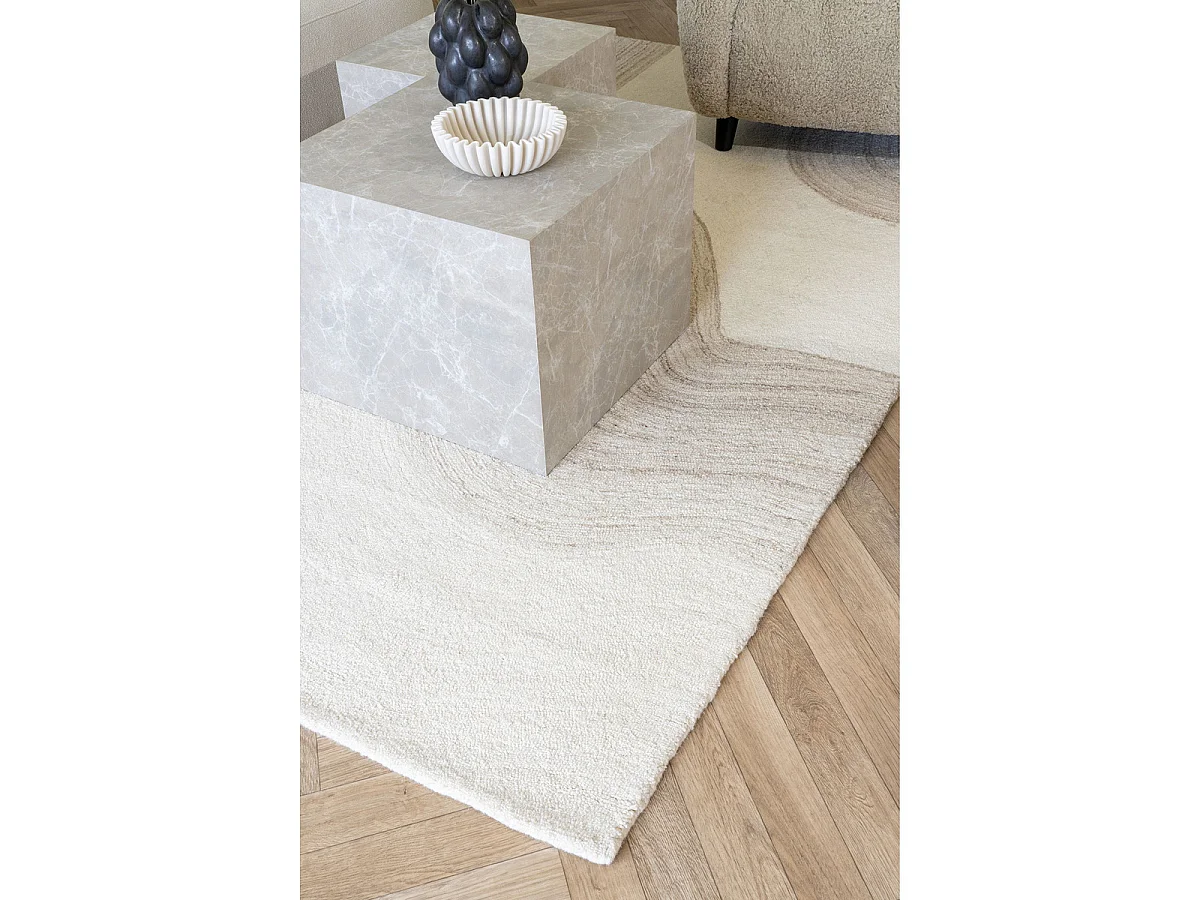 Tapis Surat touffeté main en laine marron clair/ivoire 160×230 cm