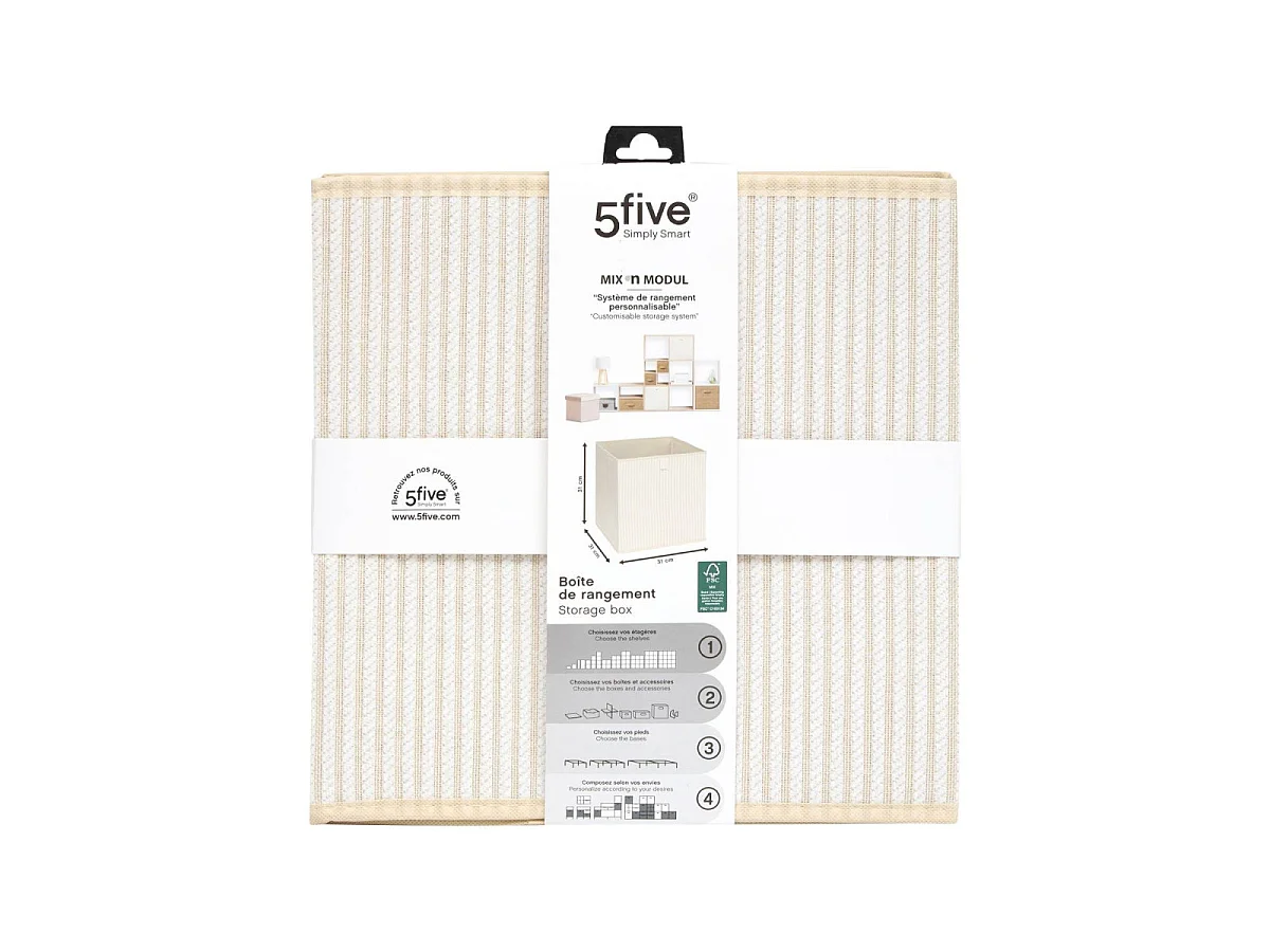 Boîte de Rangement Déco "Cotty" 31x31cm Crème