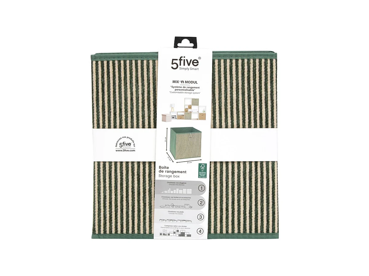 Boîte de Rangement Déco "Cotty" 31x31cm Vert Foncé