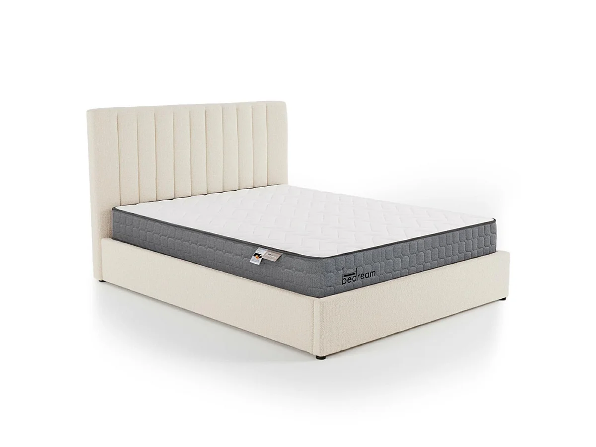 Pack Lit Coffre Bouclette "Dream" & Matelas "Goodream" 180x200cm Beige