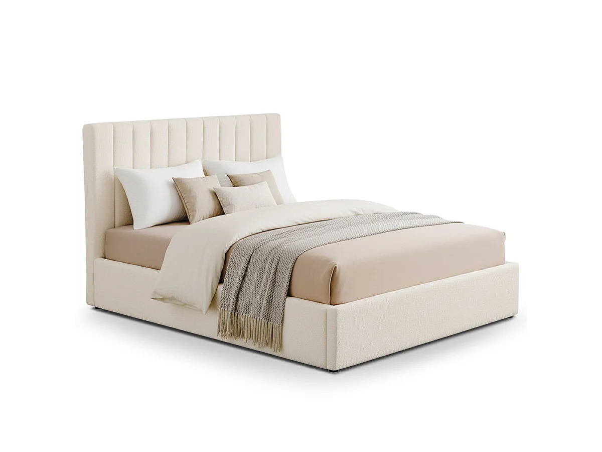 Pack Lit Coffre Bouclette "Dream" & Matelas "Goodream" 180x200cm Beige
