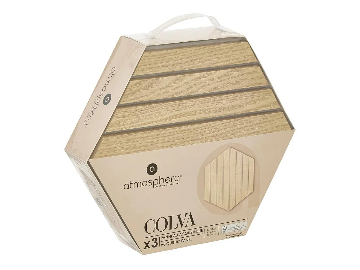 Lot de 3 Panneaux Déco Hexagonal "Colva" 30x26cm Beige